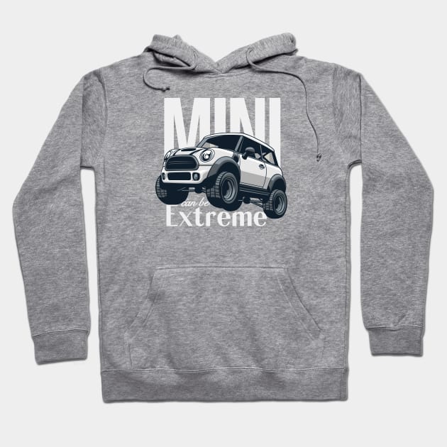 Car mini retro offroad extreme white Hoodie by creative.z